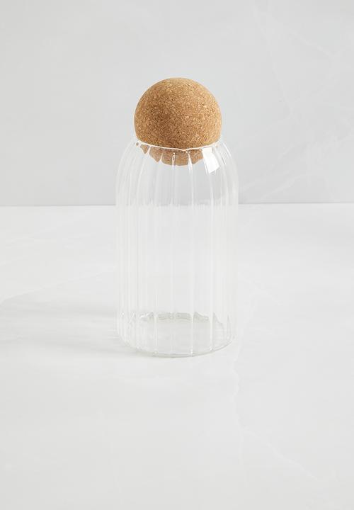 Sixth Floor - Ribbed glass and cork pantry storage jar - set of 3