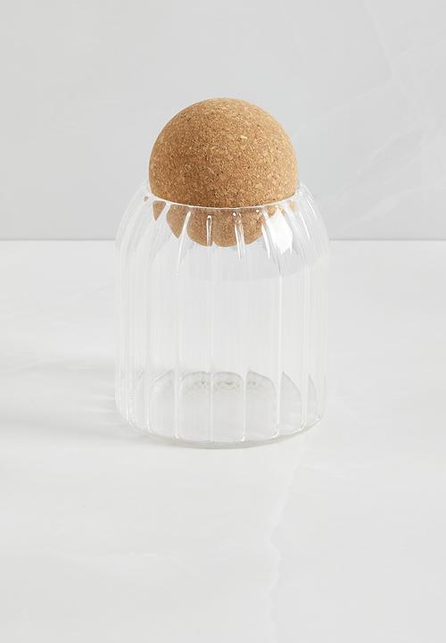 Sixth Floor - Ribbed glass and cork pantry storage jar - set of 3