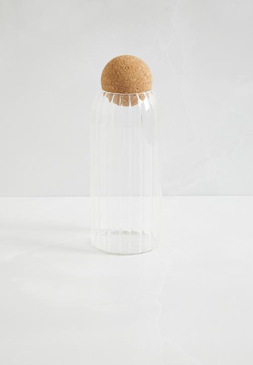 Sixth Floor - Ribbed glass and cork pantry storage jar - set of 3