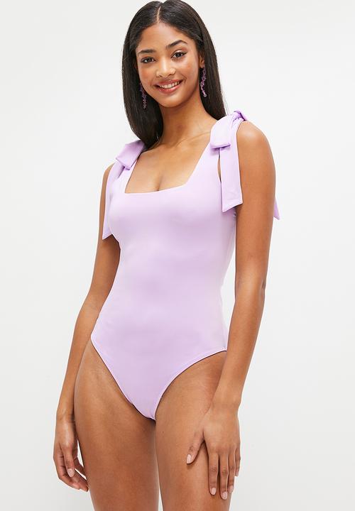 MILLA - Easy shoulder tie bodysuit - lilac