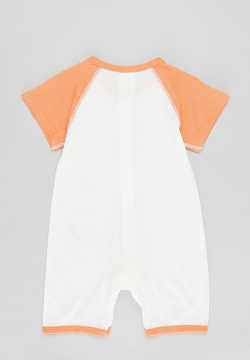 Pop Candy - Printed romper - orange & white