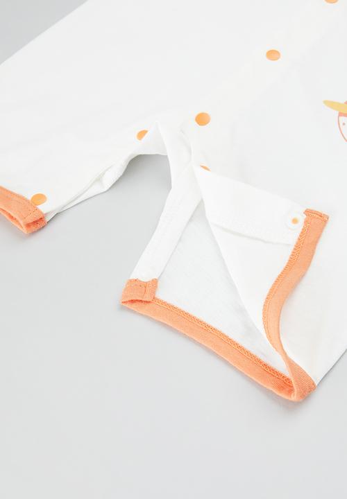 Pop Candy - Printed romper - orange & white