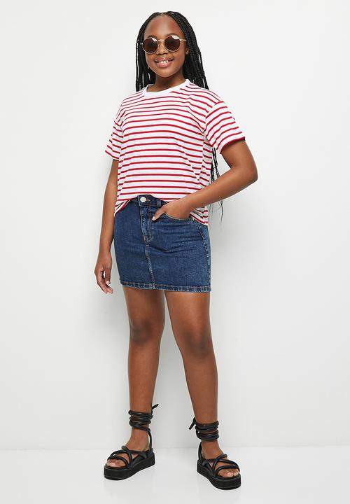 Pop Candy - Stripe tee - red & white