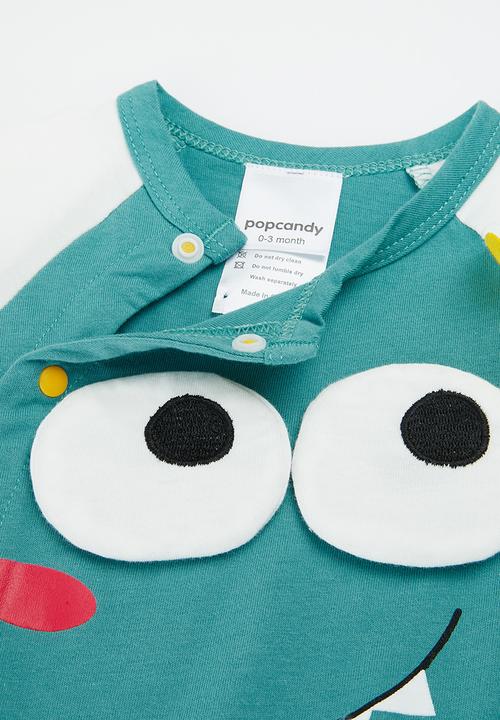 Pop Candy - Dino romper - green & white
