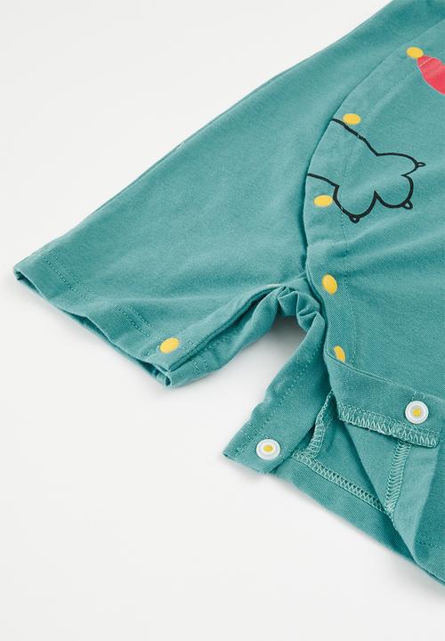 Pop Candy - Dino romper - green & white