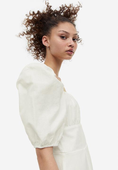 H&M - Puff-sleeved dress - white