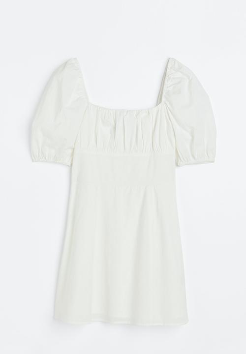 H&M - Puff-sleeved dress - white