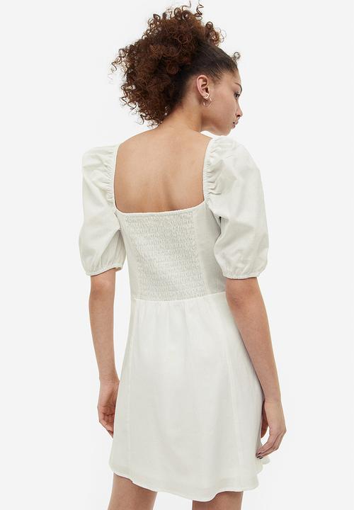 H&M - Puff-sleeved dress - white