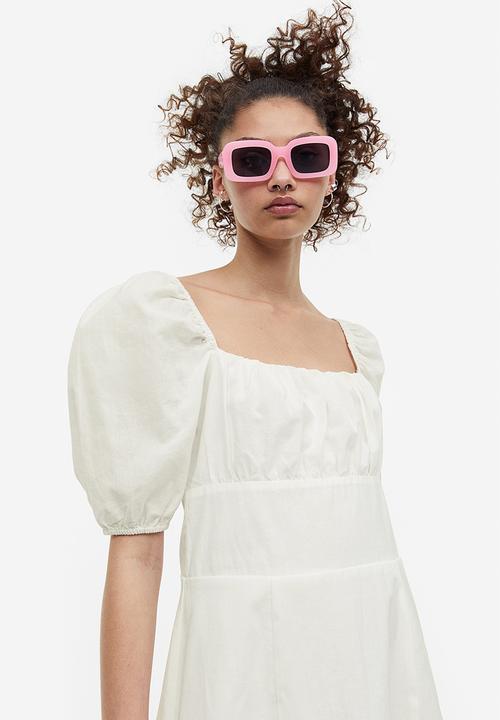 H&M - Puff-sleeved dress - white