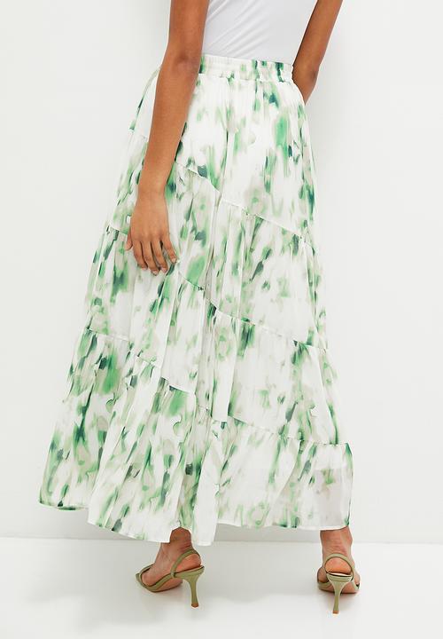 MILLA - Femme mdi skirt - green & white 