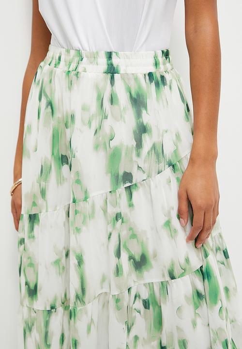 MILLA - Femme mdi skirt - green & white 