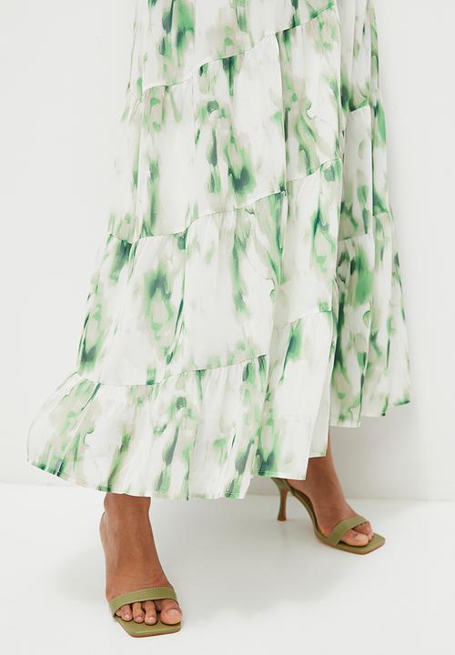MILLA - Femme mdi skirt - green & white 