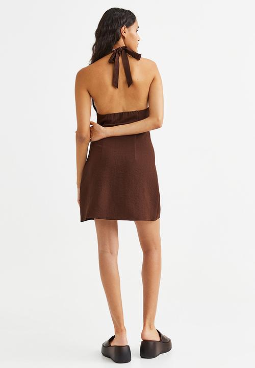 H&M - Halterneck crêpe dress - dark brown 