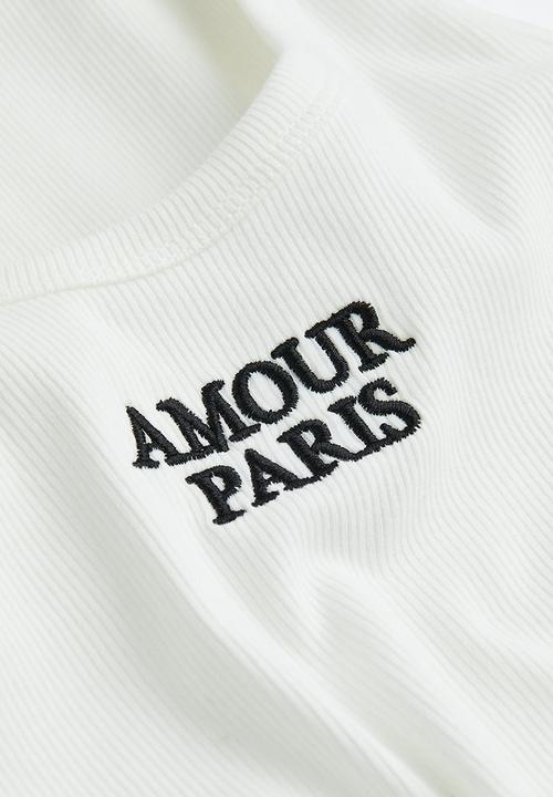 H&M - Ribbed cotton vest top - white & amour paris 