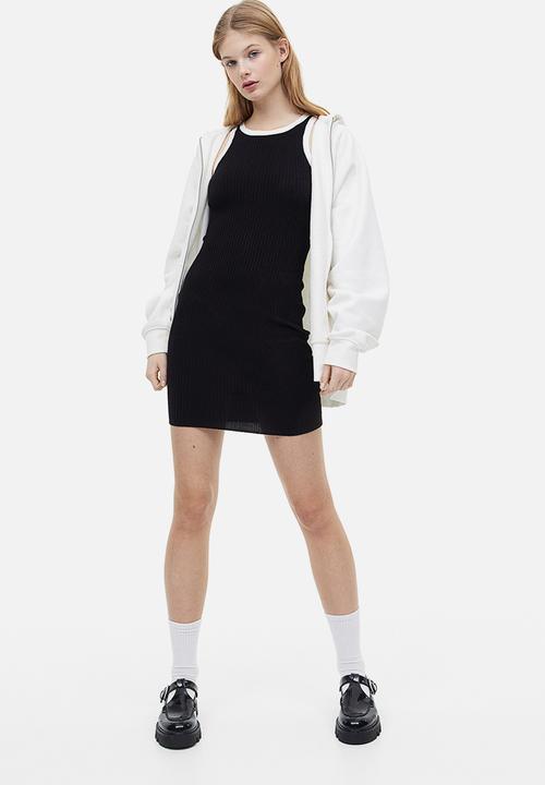 H&M - Rib-knit bodycon dress - black & white