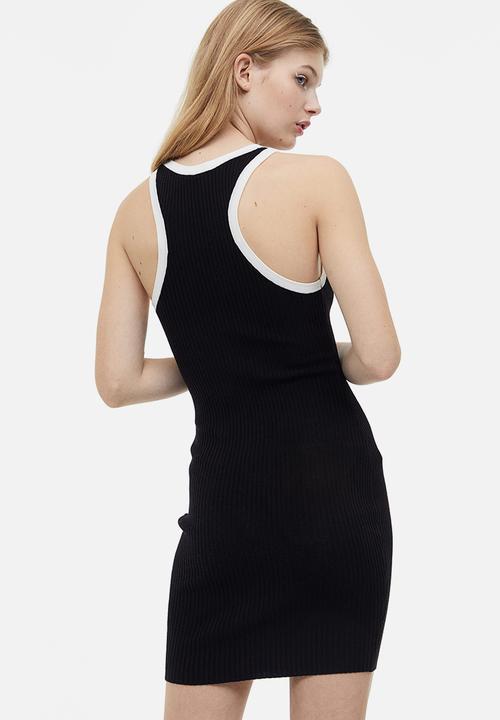 H&M - Rib-knit bodycon dress - black & white