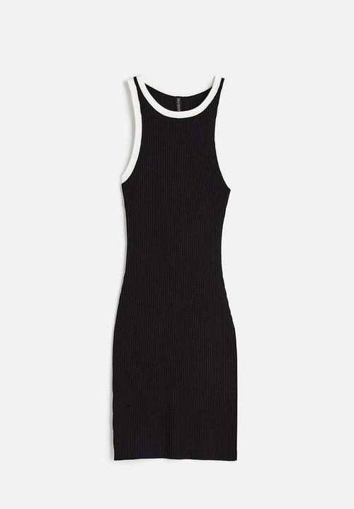 H&M - Rib-knit bodycon dress - black & white