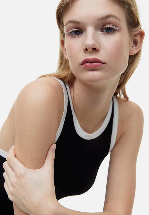 H&M - Rib-knit bodycon dress - black & white