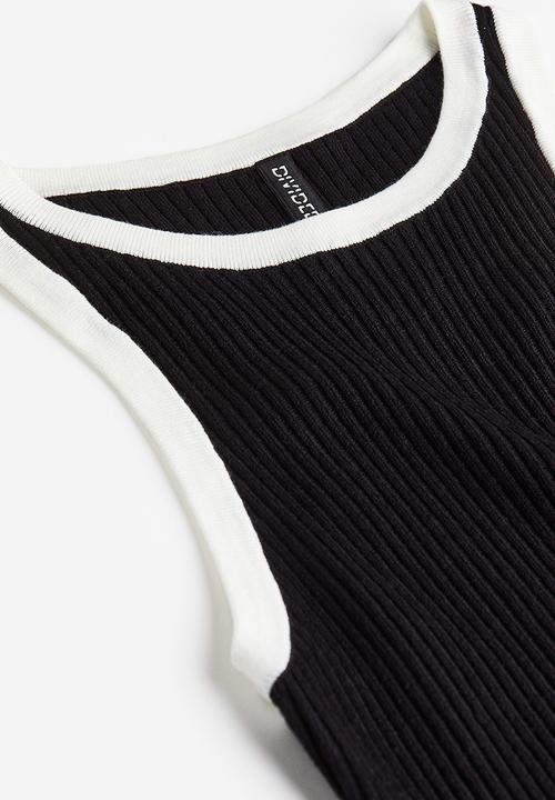 H&M - Rib-knit bodycon dress - black & white