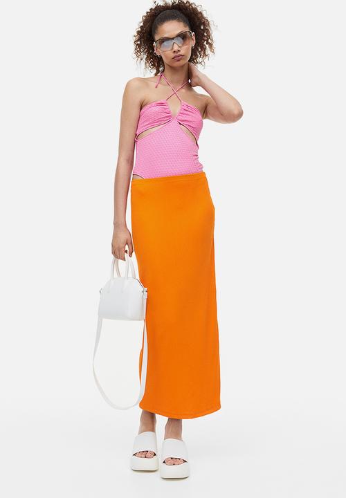 H&M - Ribbed pencil skirt - orange