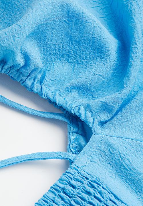 H&M - Puff-sleeved crêpe dress - blue