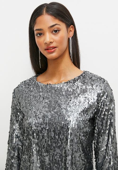 MILLA - Bling Sequin tee - charcoal