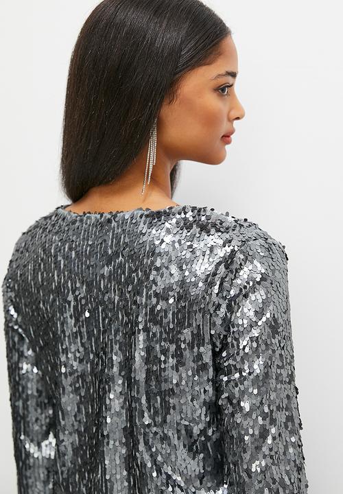 MILLA - Bling Sequin tee - charcoal