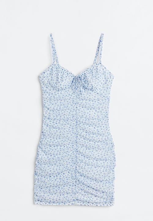 H&M - Gathered mesh dress - white/floral