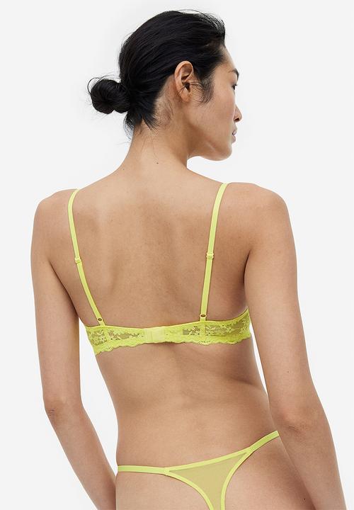 H&M - Non-padded underwired lace bra - yellow