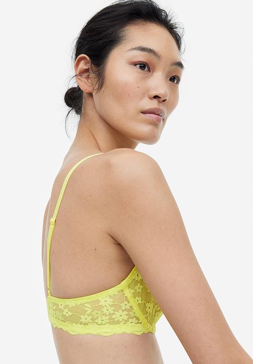 H&M - Non-padded underwired lace bra - yellow