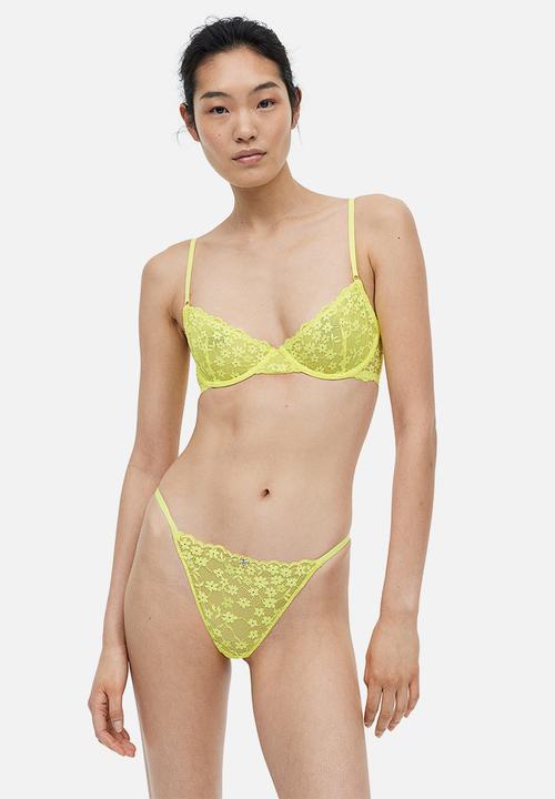 H&M - Non-padded underwired lace bra - yellow