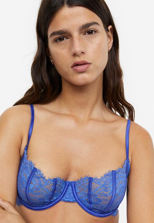 H&M - Non-padded lace balconette bra - blue