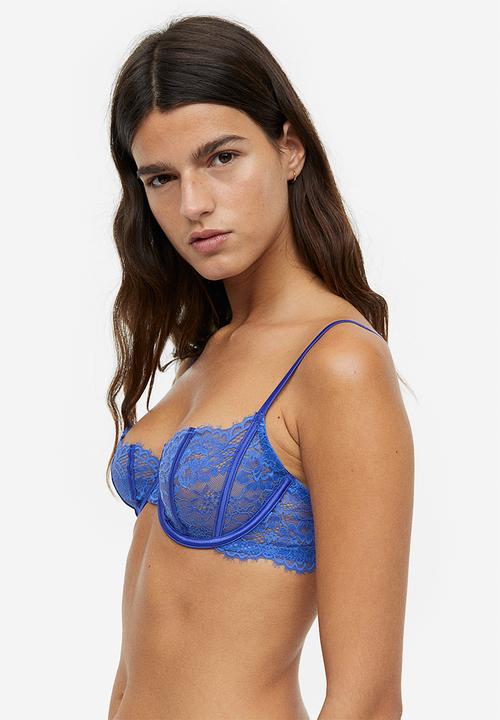H&M - Non-padded lace balconette bra - blue