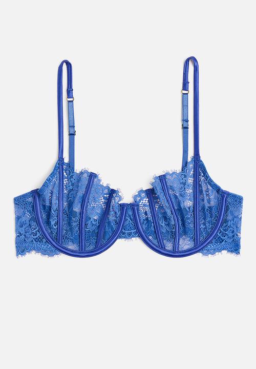 H&M - Non-padded lace balconette bra - blue