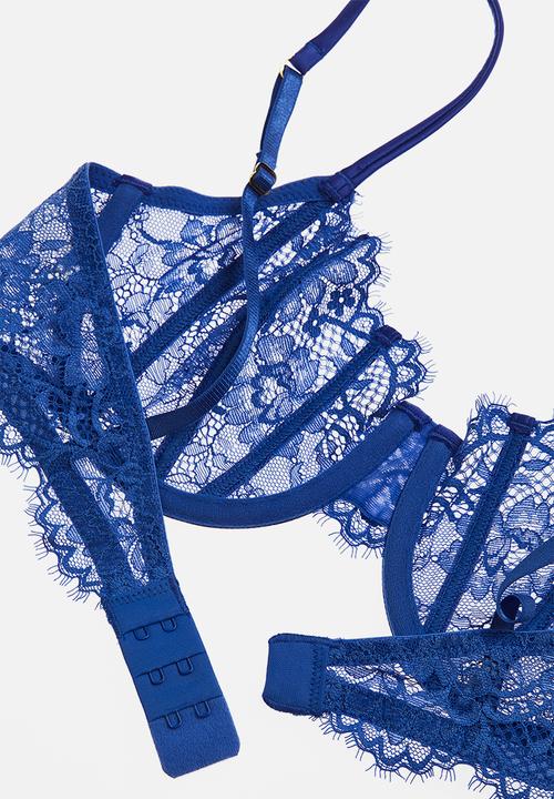 H&M - Non-padded lace balconette bra - blue