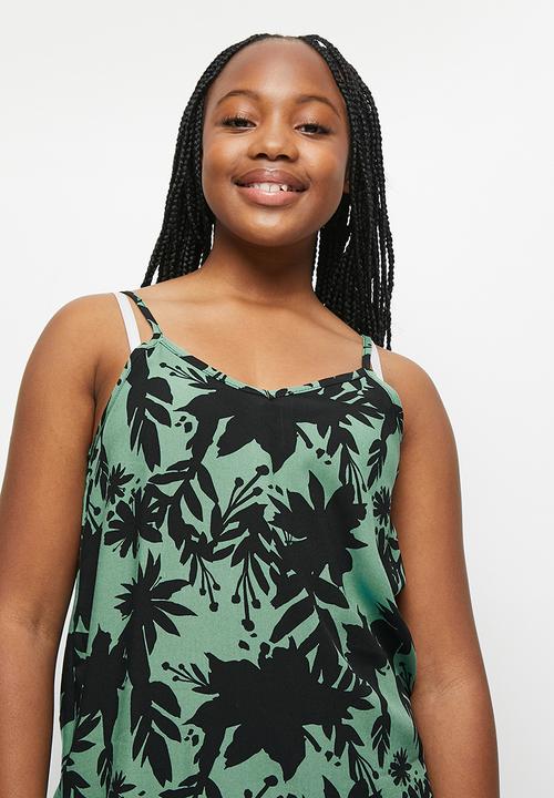 Rebel Republic - Cami & short set - green & black 