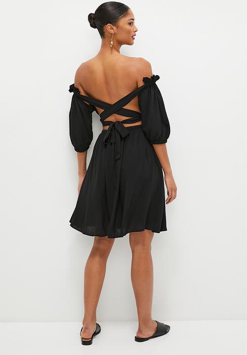 MILLA - Bardot back detail mini - black