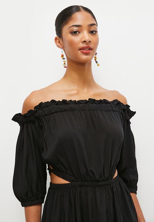 MILLA - Bardot back detail mini - black