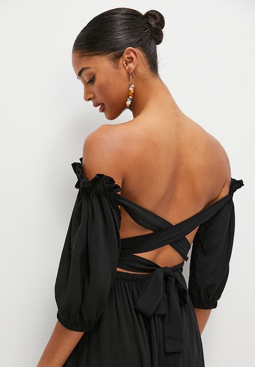 MILLA - Bardot back detail mini - black