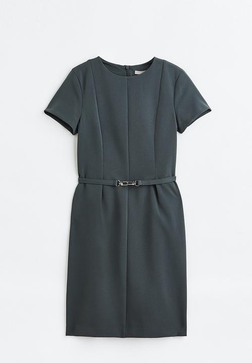H&M - Belted dress - dark green 