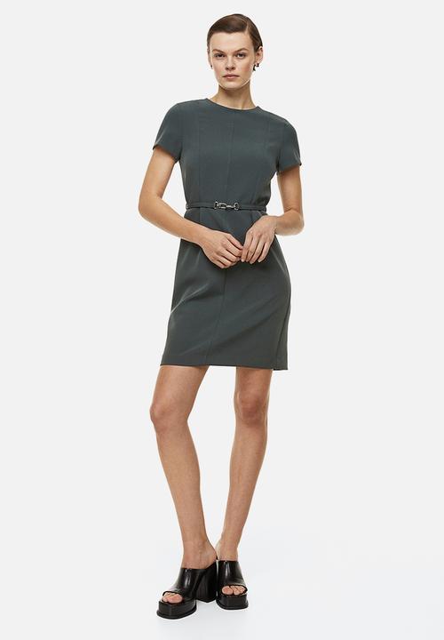 H&M - Belted dress - dark green 