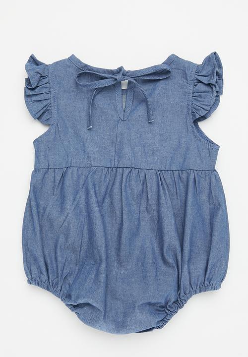 Pop Candy -  Frilled sleeve romper - blue