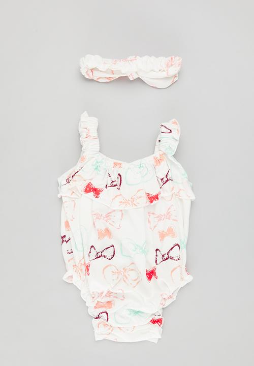 Pop Candy -  Frilled romper & headband set- multi