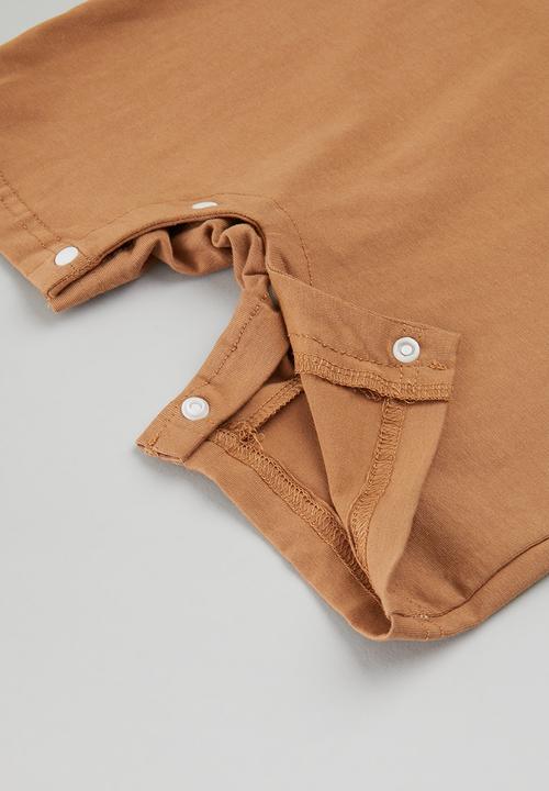 Pop Candy -  Short sleeve romper - brown & white
