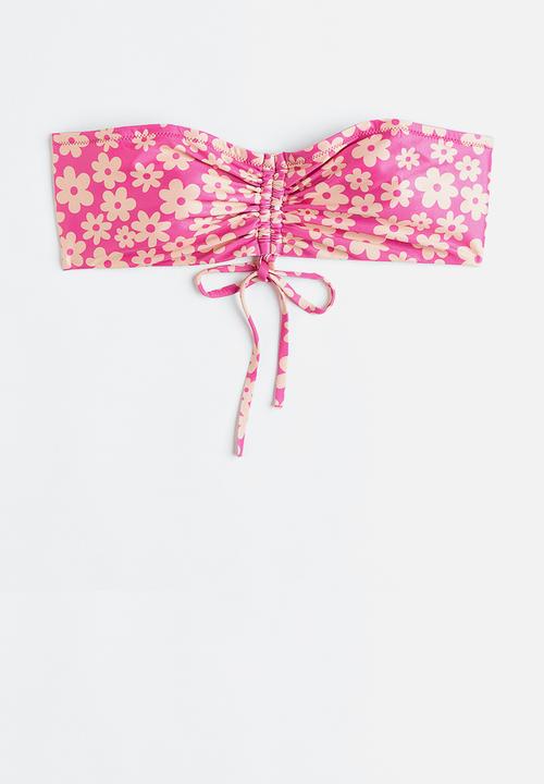 H&M - Bandeau bikini top - pink/floral
