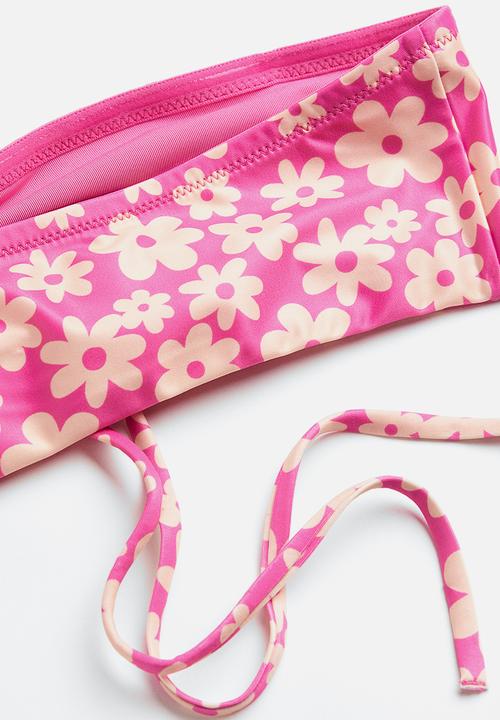 H&M - Bandeau bikini top - pink/floral