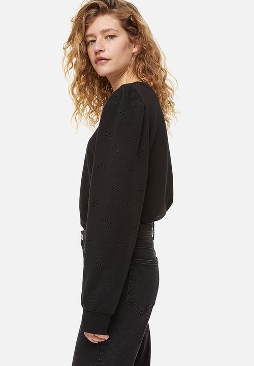 H&M - Broderie anglaise sweatshirt - black