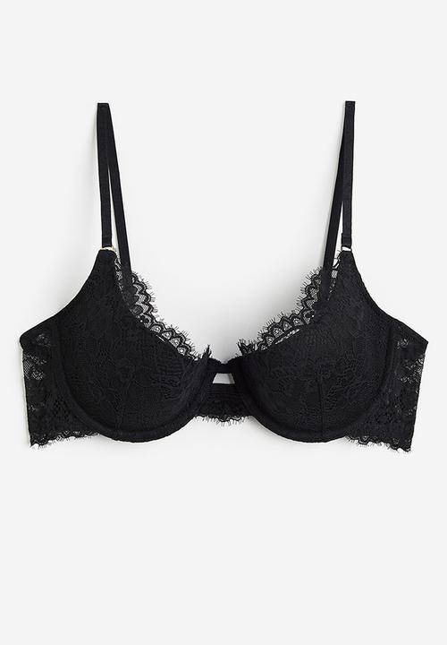 H&M - Padded underwired lace bra - black
