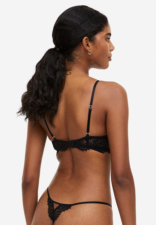 H&M - Padded underwired lace bra - black