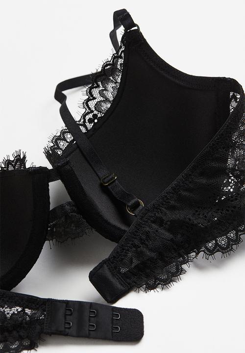 H&M - Padded underwired lace bra - black